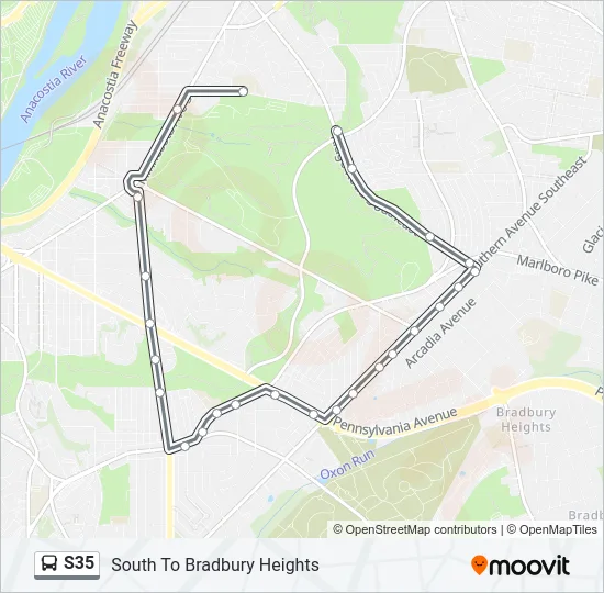 Mapa de S35 de autobús