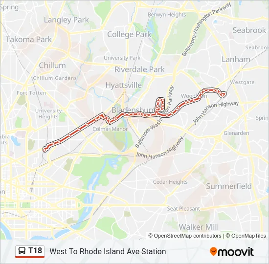 T18 Bus Line Map