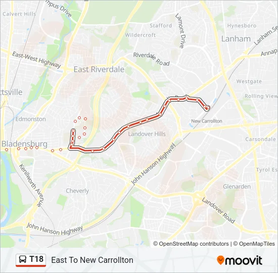 T18 Bus Line Map