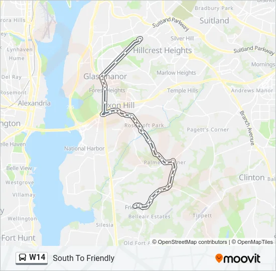W14 Bus Line Map