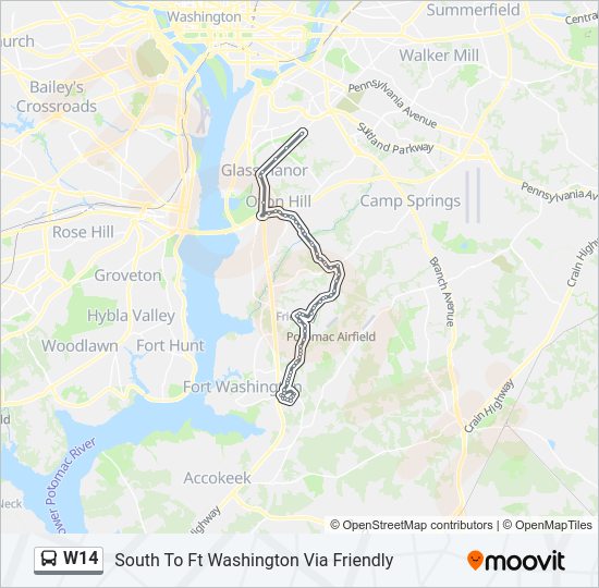 W14 Bus Line Map