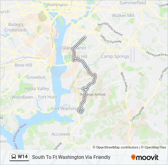 W14 Bus Line Map