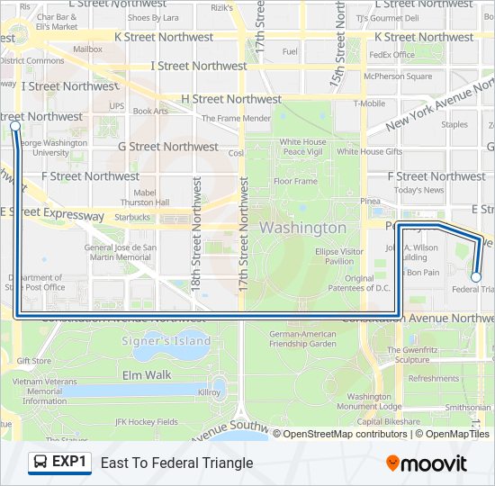 EXP1 Bus Line Map