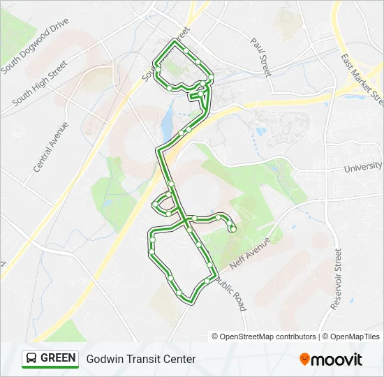 GREEN Bus Line Map