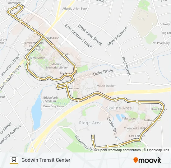 JMU ICS NIGHT Bus Line Map