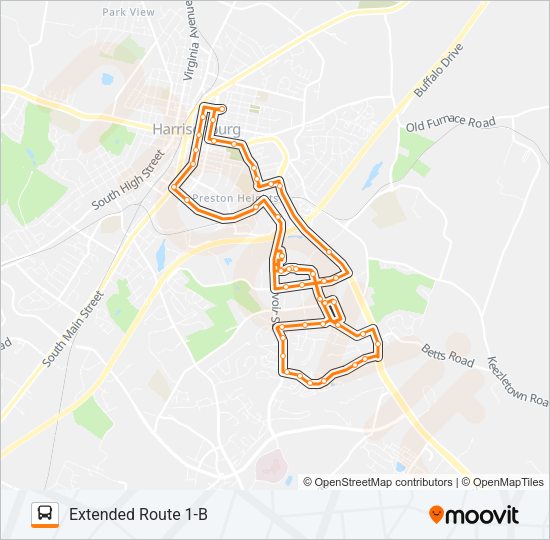 EXTENDED ROUTE 1-B Bus Line Map
