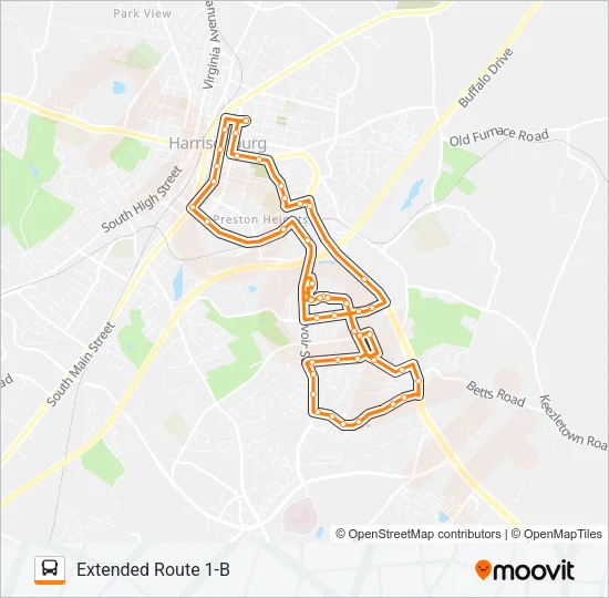 EXTENDED ROUTE 1-B Bus Line Map