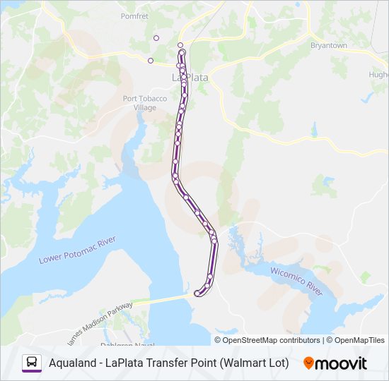 AQUALAND - LAPLATA TRANSFER POINT (WALMART LOT) Bus Line Map