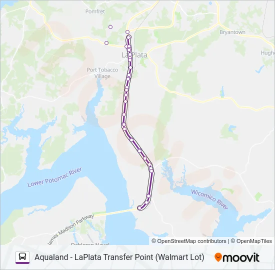 AQUALAND - LAPLATA TRANSFER POINT (WALMART LOT) Bus Line Map