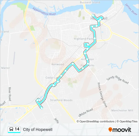 14 Bus Line Map