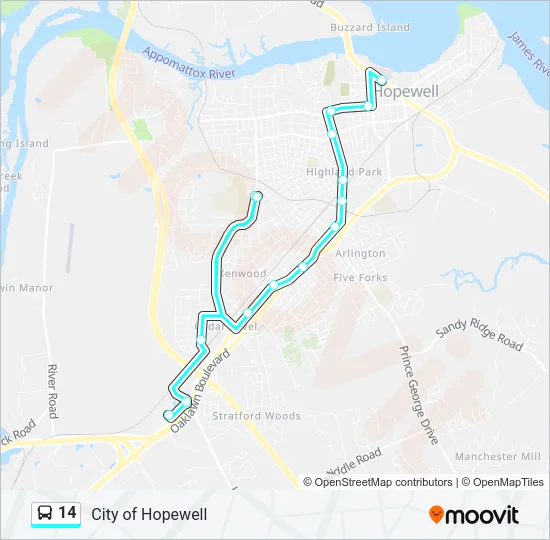 14 Bus Line Map