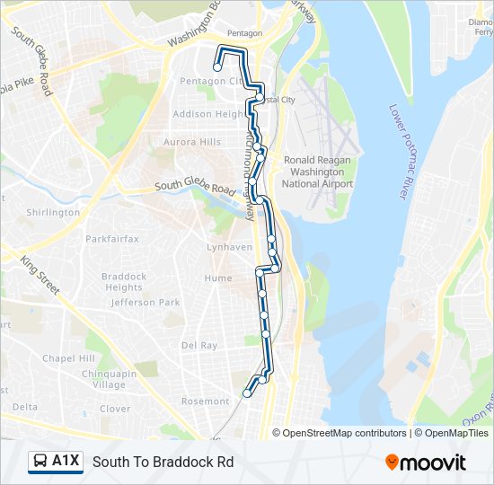 A1X Bus Line Map