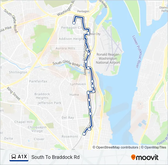 A1X Bus Line Map