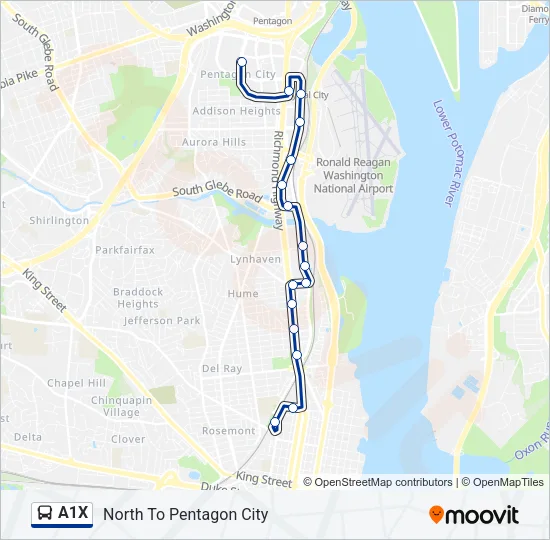 A1X Bus Line Map