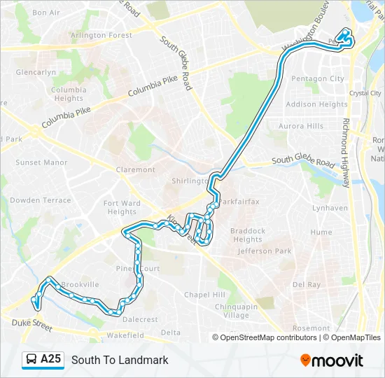 A25 Bus Line Map
