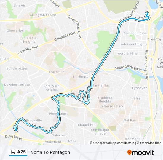 A25 Bus Line Map
