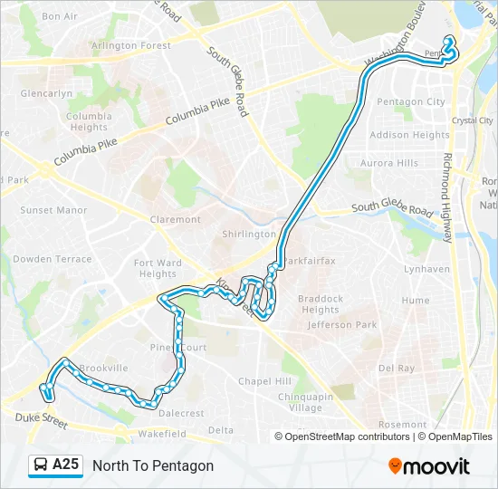 A25 Bus Line Map