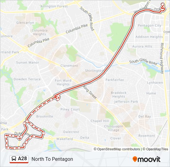 A28 Bus Line Map