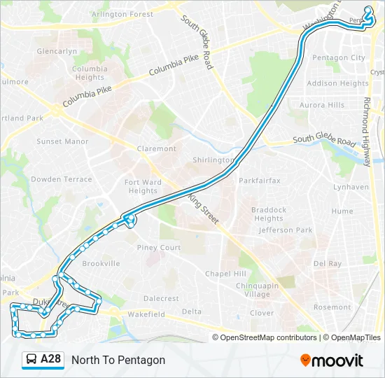 A28 Bus Line Map