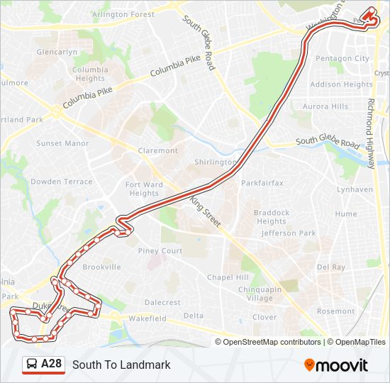 A28 Bus Line Map