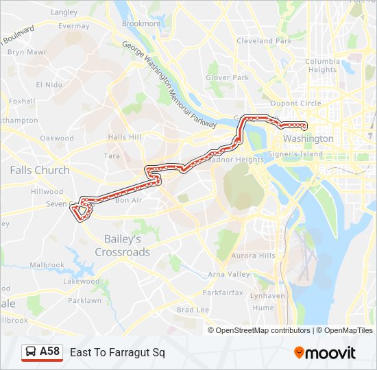 A58 Bus Line Map