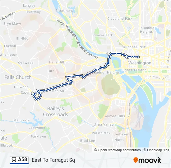 A58 Bus Line Map