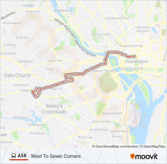 A58 Bus Line Map