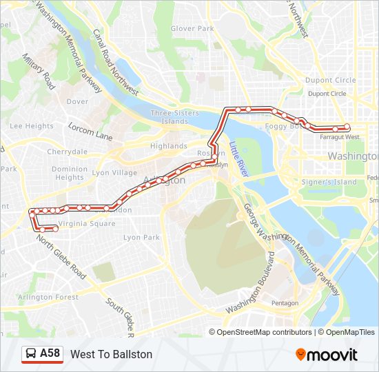 A58 Bus Line Map