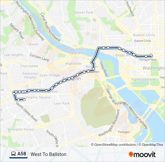 A58 Bus Line Map