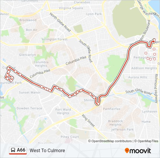 A66 Bus Line Map