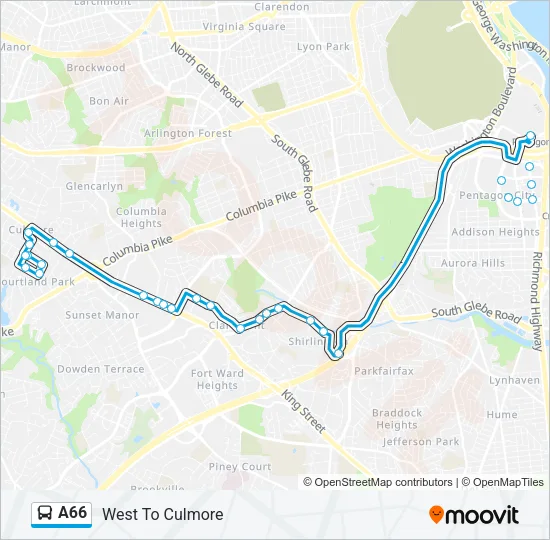 A66 Bus Line Map