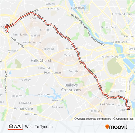 A70 Bus Line Map