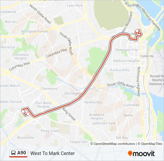 A90 Bus Line Map