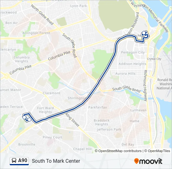 A90 Bus Line Map