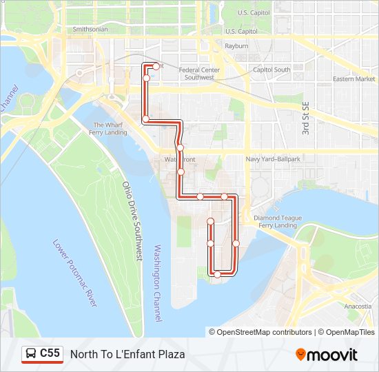 C55 Bus Line Map