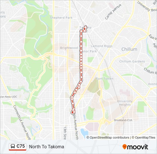 C75 Bus Line Map
