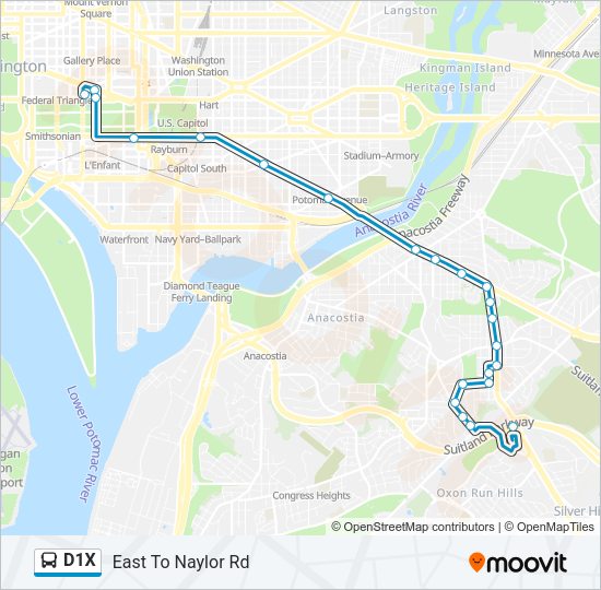 D1X Bus Line Map