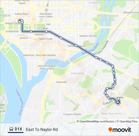 D1X Bus Line Map