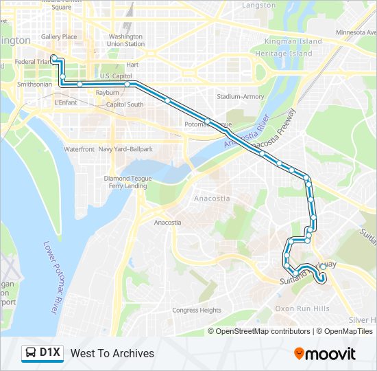 D1X Bus Line Map