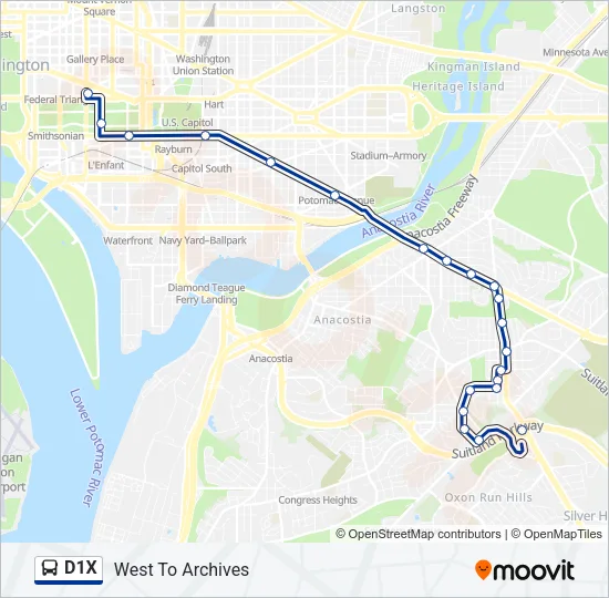 D1X Bus Line Map