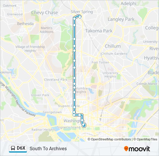 D6X Bus Line Map