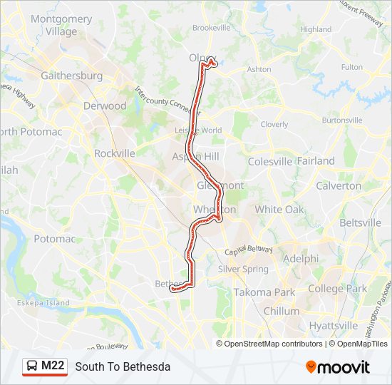M22 Bus Line Map