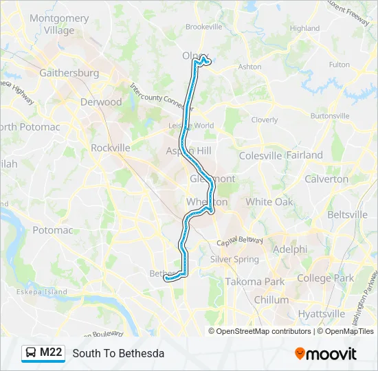 M22 Bus Line Map