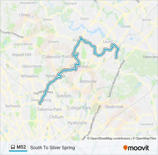 M52 Bus Line Map