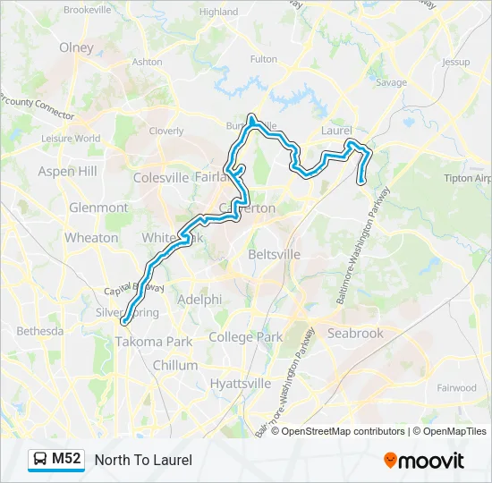 M52 Bus Line Map