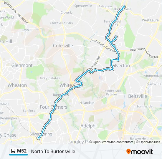 M52 Bus Line Map