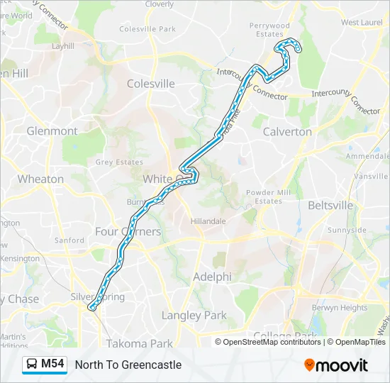 M54 Bus Line Map