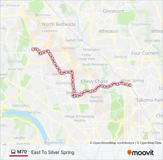M70 Bus Line Map