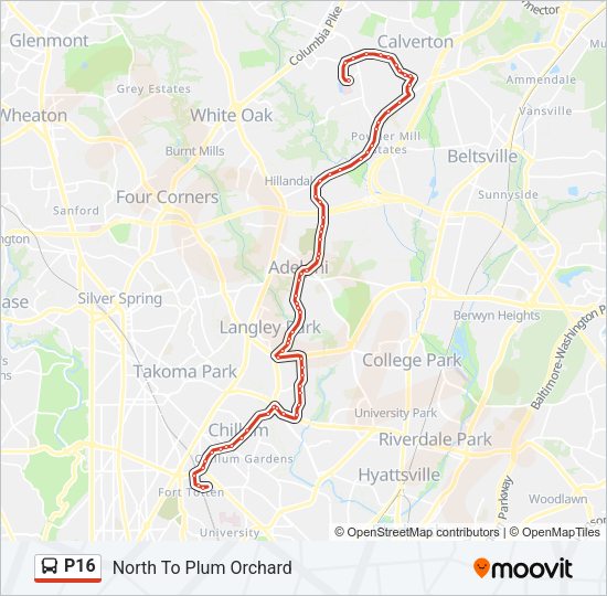 P16 Bus Line Map