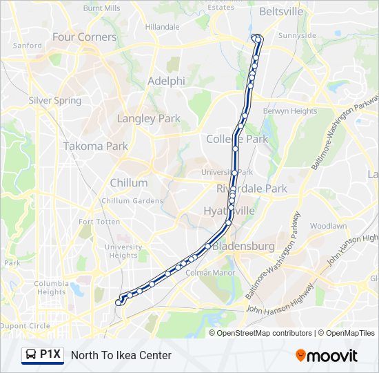 P1X Bus Line Map